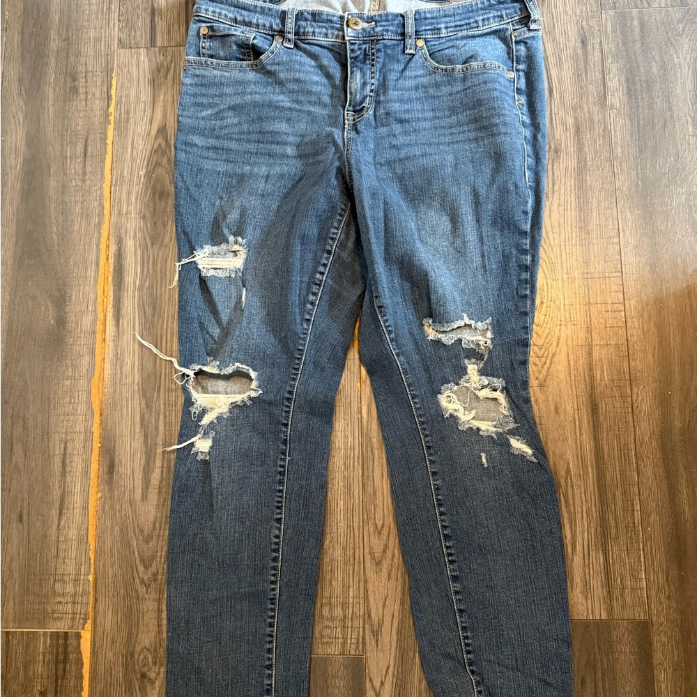 Torrid Blue Skinny Jeans Distressed Style